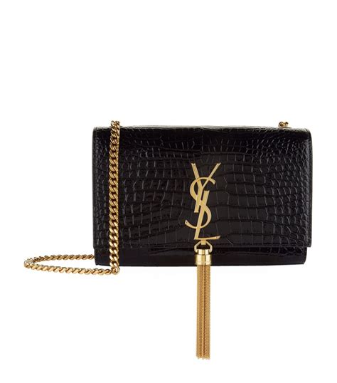 saint laurent kate monogram ysl small tassel croco shoulder bag|SAINT LAURENT Calfskin Crocodile Embossed Small Classic .